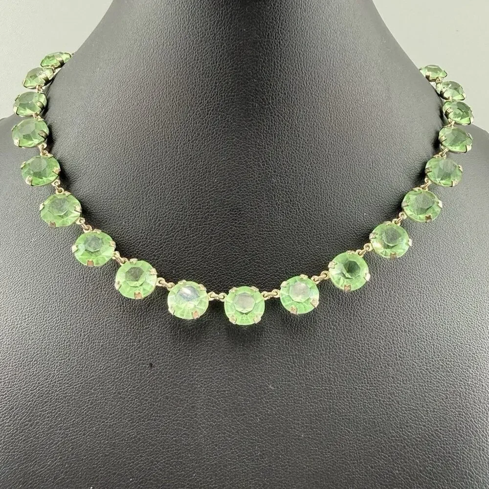 Antique Art Deco Mixed UV Reactive Glass Rivière Necklace Uranium Manganese UV - Picture 3 of 16